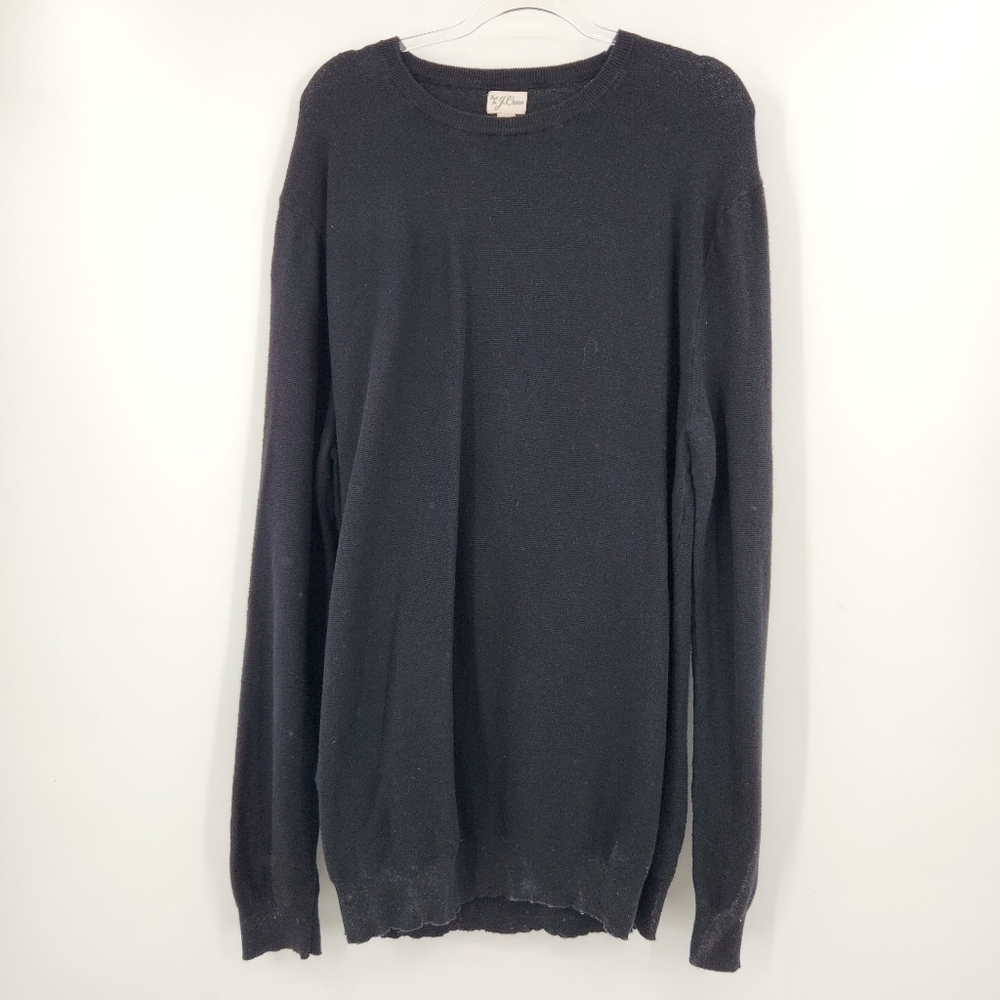 J. Crew Long Sleeve Crewneck Pullover Sweater Mens Size XL Tall Black